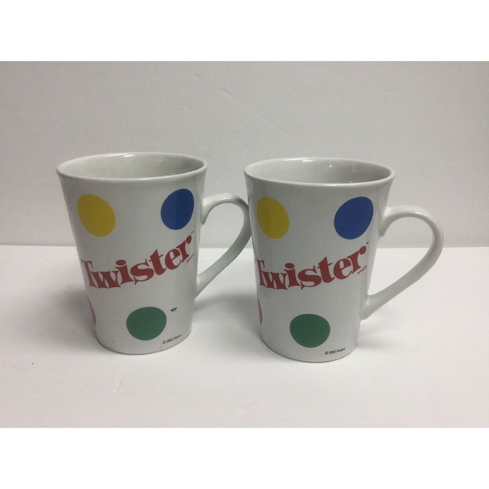 Vintage Twister Game Ceramic Coffee Mug Porcelain Cup Set of 2‎